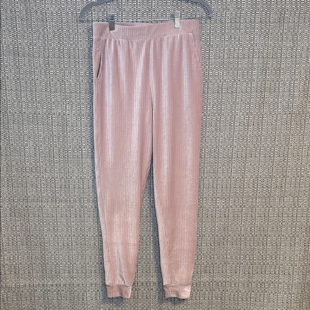 BCBGMaxAzria Blush Pink Velvet Ribbed Jogger Pants -Flawed but mendable Sz S